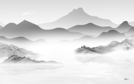 简约 灰色意境山水 Tif分层