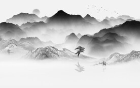 现代 灰色意境山水 Tif分层