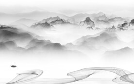 现代 奢雅灰山水画 TiF分层