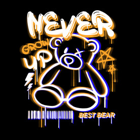 潮流涂鸦流体熊手绘卡通印花