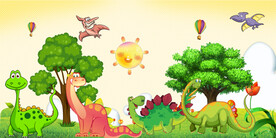 卡通恐龙背景墙