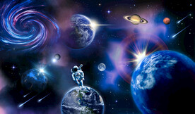 太空黑洞宇宙星球宇航员银河背景