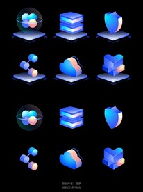 蓝色立体3D图标大屏图标