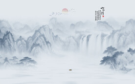 国画山水壁画