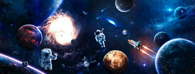 宇宙黑洞太空星球宇航员火箭背景