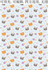 卡通猫咪 可爱小猫图案 印花