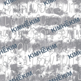 线条熊字母扎染底