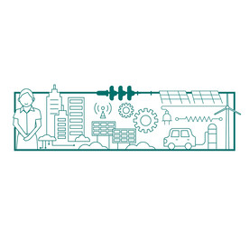 国家电网电力图标插画线描图