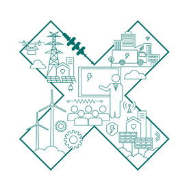 国家电网电力图标插画线描图