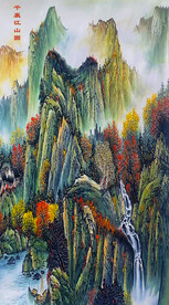 国画千里山峰山水