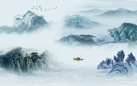 高端 客厅大气山水 Tif分层