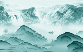 高端 客厅中式山水 TIf分层