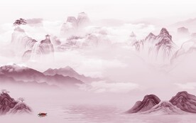 现代 客厅中式山水 TIf分层