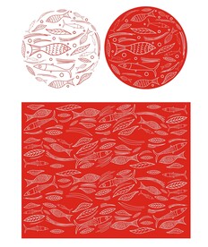 中国风手绘鱼线条背景图案