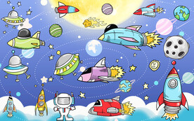 太空卡通背景墙