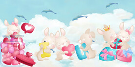 卡通兔子儿童房背景