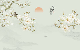 新中式花鸟画背景墙