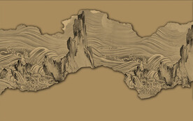  新中式山水背景墙硬包壁画