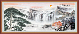 迎客松黄山国画