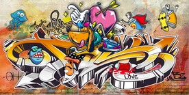 欧美风街头涂鸦餐饮酒吧背景墙