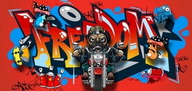 欧美风街头涂鸦餐饮酒吧背景墙