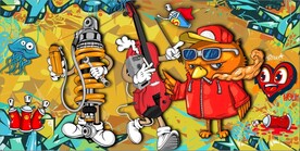 欧美风街头涂鸦餐饮酒吧背景墙