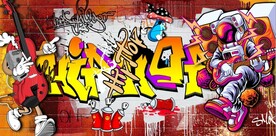 欧美风街头涂鸦餐饮酒吧背景墙