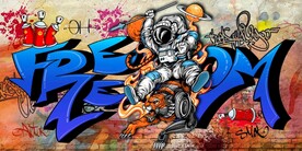 欧美风街头涂鸦餐饮酒吧背景墙