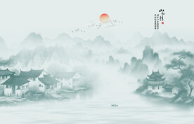 新中式山水情背景墙