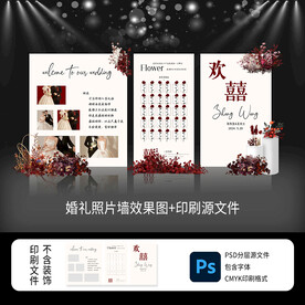 欢喜简约婚礼照片墙