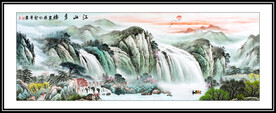 山水国画瀑布