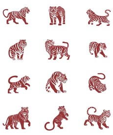 剪纸风格生肖虎组图