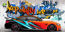 机车跑车涂鸦背景墙