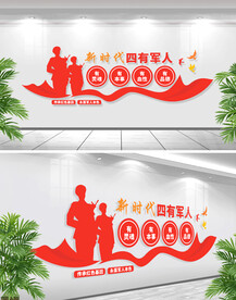 四有军人部队标语文化墙