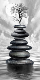 抽象鹅卵石树玄关