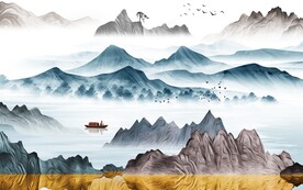 最新 极简客厅山水 Tif分层