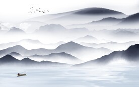 高档 极简客厅山水 Tif分层