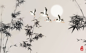 水墨竹子背景墙