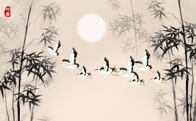 水墨竹子电视背景墙