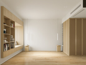 现代卧室背景墙场景效果图