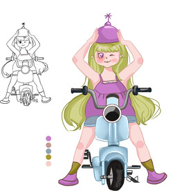 骑摩托车的小女孩