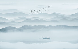 新中式意境山水画电视背景墙