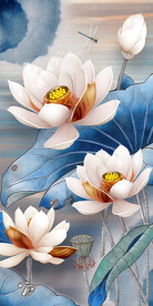 荷谭月色玄关背景装饰画