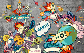 太空涂鸦背景墙