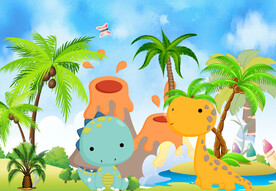 卡通恐龙背景墙