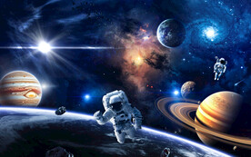 银河宇宙星球宇航员太空陨石背景