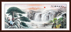 黄山迎客松国画