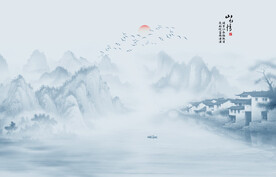 水墨江南水乡背景墙