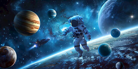 太空宇宙宇航员广告展板背景墙