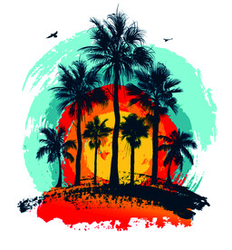 卡通椰子树创意图案